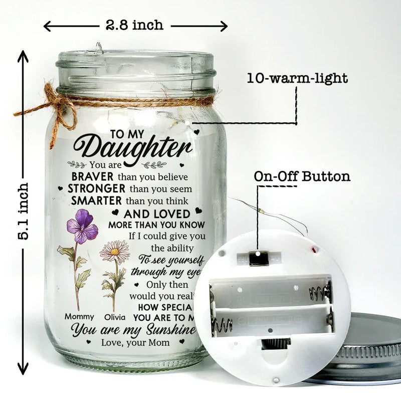 Custom Name Daughter Gifts from Mom - Personalized Mason Jar Light