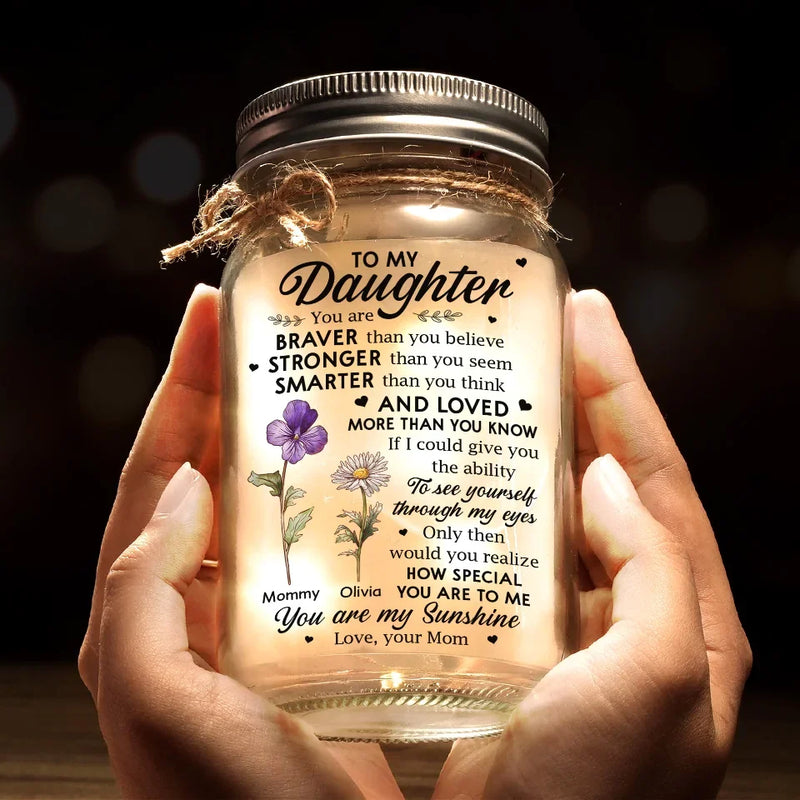 Custom Name Daughter Gifts from Mom - Personalized Mason Jar Light