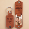 Custom Photo I Need You Here With Me - Family Personalized Custom Engraved Leather Keychain - Gift For Family Members