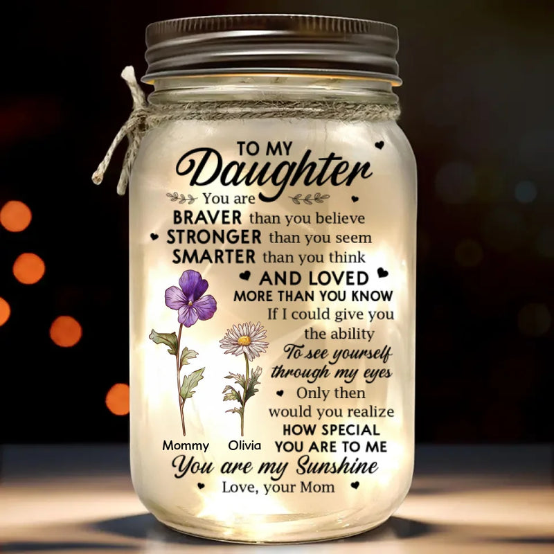 Custom Name Daughter Gifts from Mom - Personalized Mason Jar Light