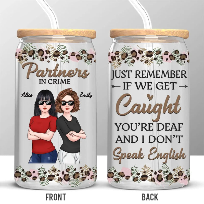 Custom Name Funny Partner in Crime Gifts for Best Friends - Personalized Glass Cup