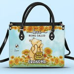Custom Name Sunflower Grandma Gifts - Personalized Leather Handbag