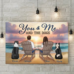 Custom Name Beach Couple and Dog Lovers Decor - Personalized Canvas