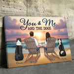 Custom Name Beach Couple and Dog Lovers Decor - Personalized Canvas