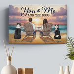 Custom Name Beach Couple and Dog Lovers Decor - Personalized Canvas
