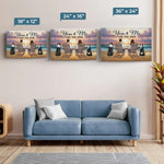 Custom Name Beach Couple and Dog Lovers Decor - Personalized Canvas