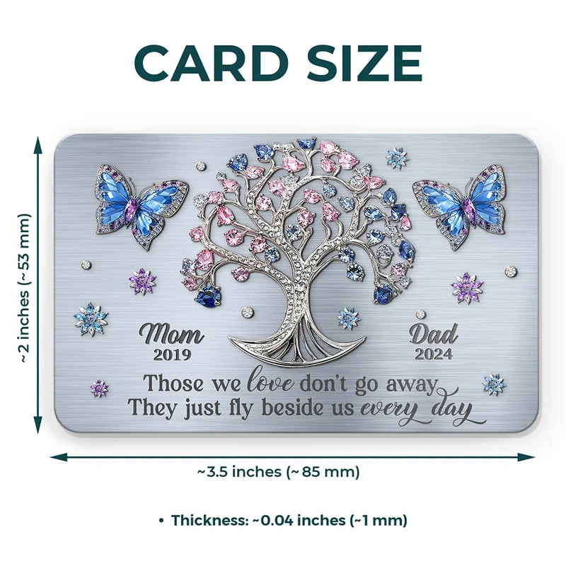 Those We Love Don't Go Away, They Just Fly Beside Us Every Day - Memorial Personalized Custom Aluminum Wallet Card - Sympathy Gift For Family Members