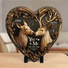 With You, I Feel As Graceful As A Deer In Its Element - Couple Personalized Custom 3D Effect Printed Heart Shaped Stone With Stand - Gift For Husband Wife, Anniversary