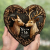 With You, I Feel As Graceful As A Deer In Its Element - Couple Personalized Custom 3D Effect Printed Heart Shaped Stone With Stand - Gift For Husband Wife, Anniversary