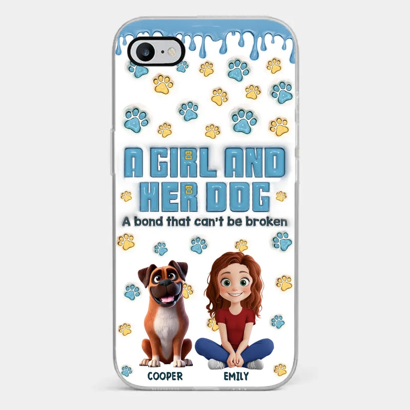 Custom Name Girl and Her Dog Gifts - Personalized Phone Case