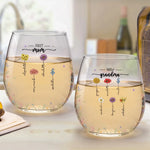 Custom First Mom Now Grandma Gifts - Personalized Wine Glass