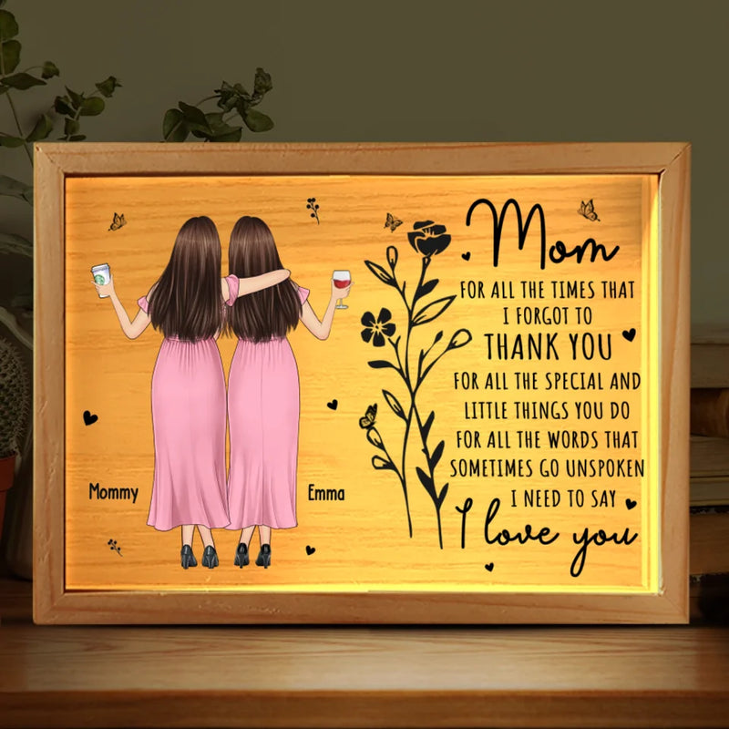 Custom Name Mother Daughter Gifts for Mom - Personalized Frame Light Box