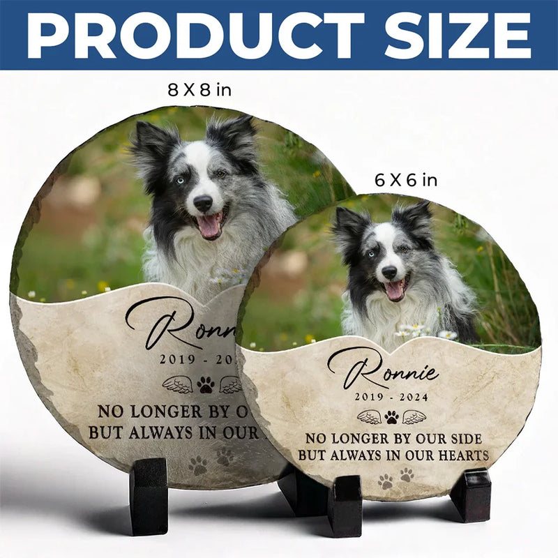 Custom Photo Your Paw Prints Are Forever Etched On My Soul - Memorial Personalized Custom Round Shaped Stone With Stand - Sympathy Gift For Pet Owners, Pet Lovers