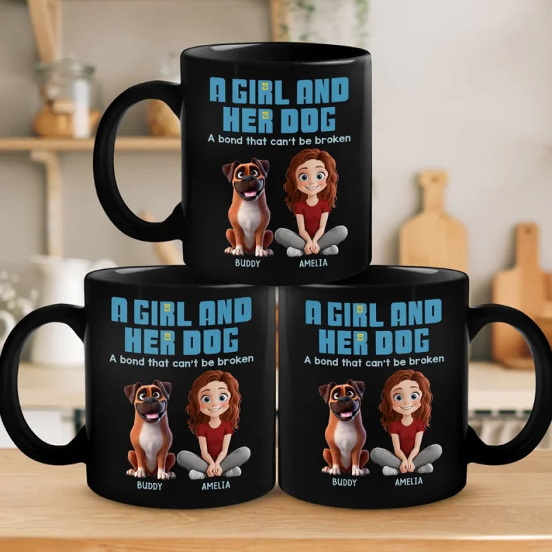 Pawsitively In Love - Dog Personalized Custom Black Mug - Gift For Pet Owners, Pet Lovers