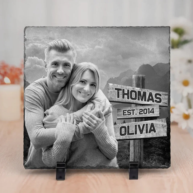 Custom Photo We Create A Beautiful Story - Couple Personalized Custom Square Shaped Stone With Stand - Gift For Husband Wife, Anniversary