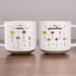 First Mom Now Grandma Flower Gift - Pottery Mug