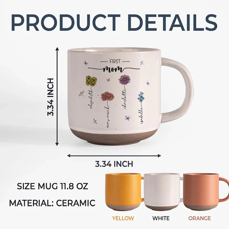 First Mom, Now Grandma - Family Personalized Custom Printed Pottery Mug - Gift For Mom, Grandma