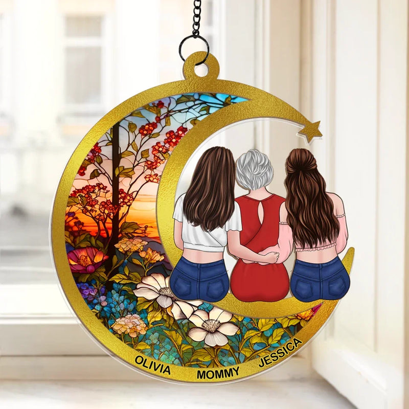 No Place Is Warmer Than By Your Side - Family Personalized Window Hanging Suncatcher Ornament - Gift For Mom, Daughter
