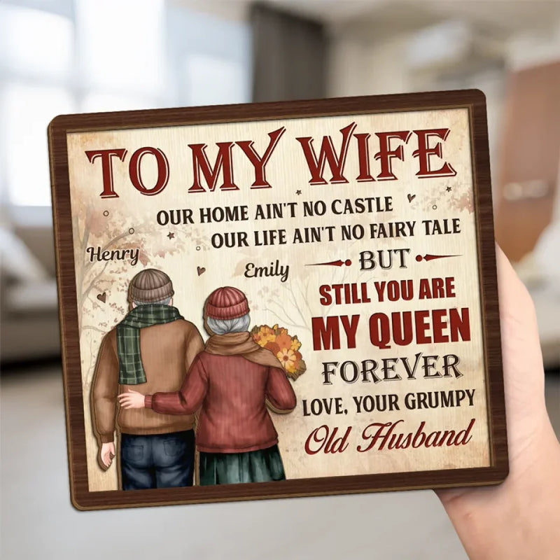 You Are My Queen Forever - Couple Personalized Custom 2-Layered Wooden Plaque With Stand - Gift For Husband Wife, Anniversary