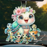 Custom Name Turtle Family Gifts for Grandma - Personalized Car Ornament