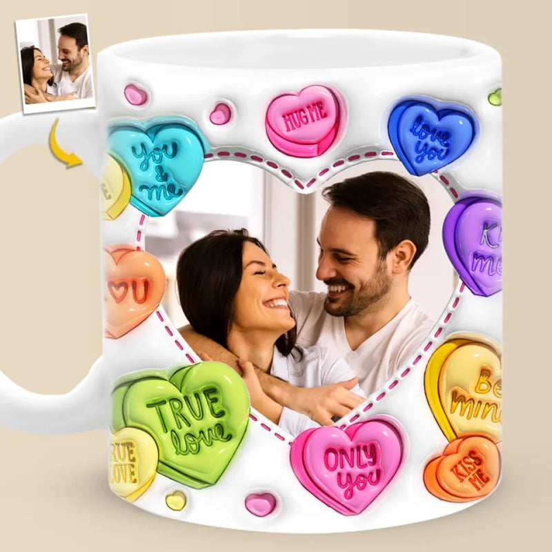 Custom Photo True Love Stories Never Have Endings - Couple Personalized Custom 3D Inflated Effect Printed Mug - Gift For Husband Wife, Anniversary