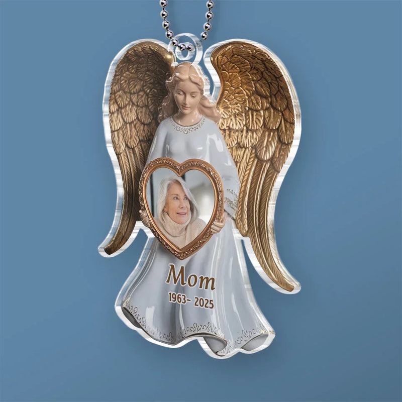 Custom Photo Memory Is The Bridge Between Past And Present - Memorial Personalized Custom Car Ornament - Acrylic Custom Shaped - Sympathy Gift For Family Members
