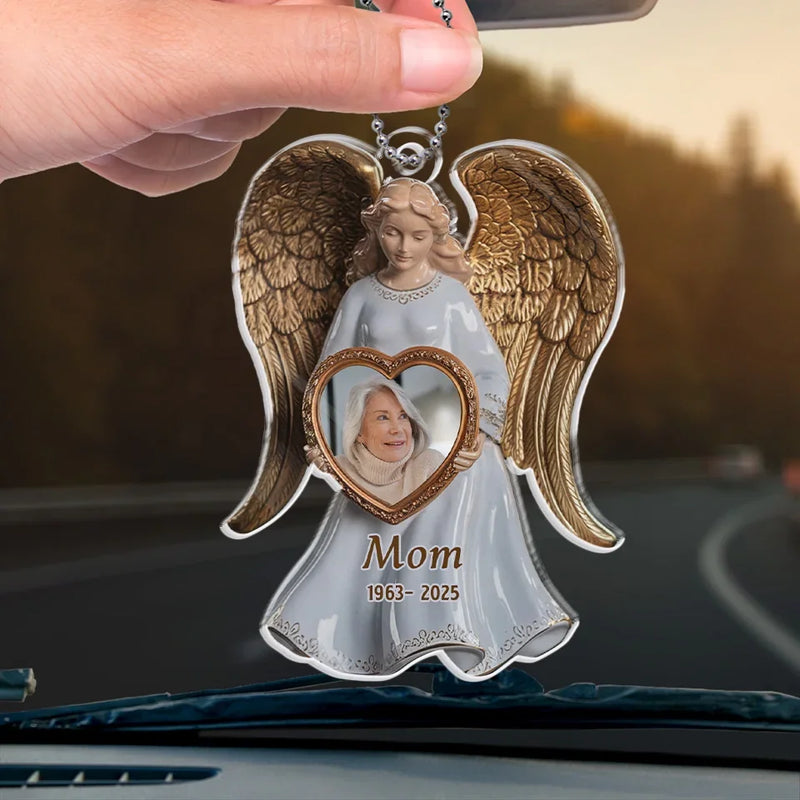 Custom Photo Memory Is The Bridge Between Past And Present - Memorial Personalized Custom Car Ornament - Acrylic Custom Shaped - Sympathy Gift For Family Members