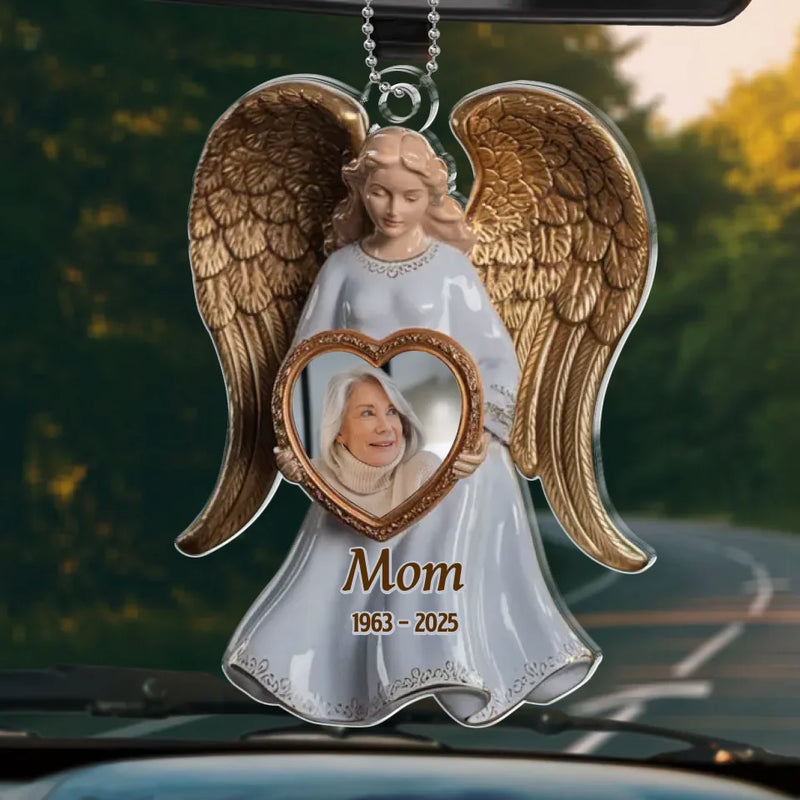Custom Photo Memory Is The Bridge Between Past And Present - Memorial Personalized Custom Car Ornament - Acrylic Custom Shaped - Sympathy Gift For Family Members