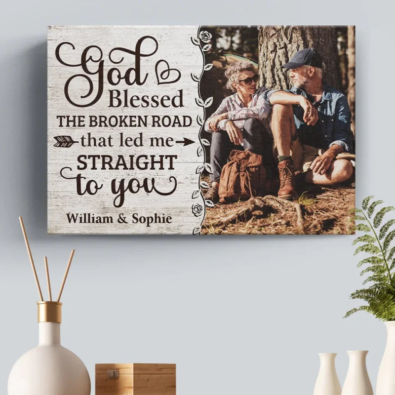 Custom Photo With You, I Am Home - Couple Personalized Custom Horizontal Canvas - Gift For Husband Wife, Anniversary