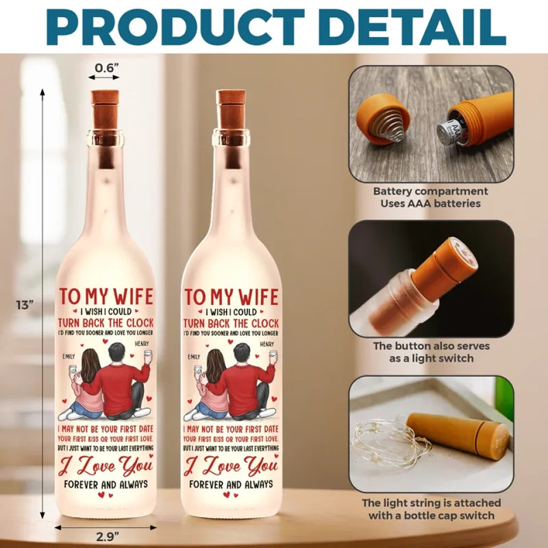 I Love You Forever And Always - Couple Personalized Custom Bottle Lamp - Gift For Husband Wife, Anniversary