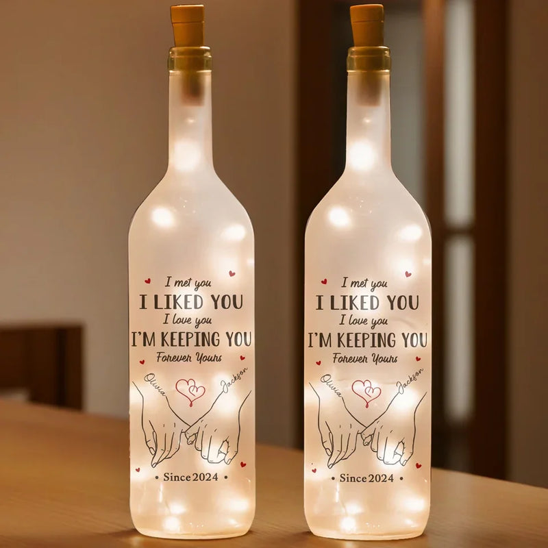 Custom Name Anniversary Gifts for Couples - Personalized Bottle Lamp