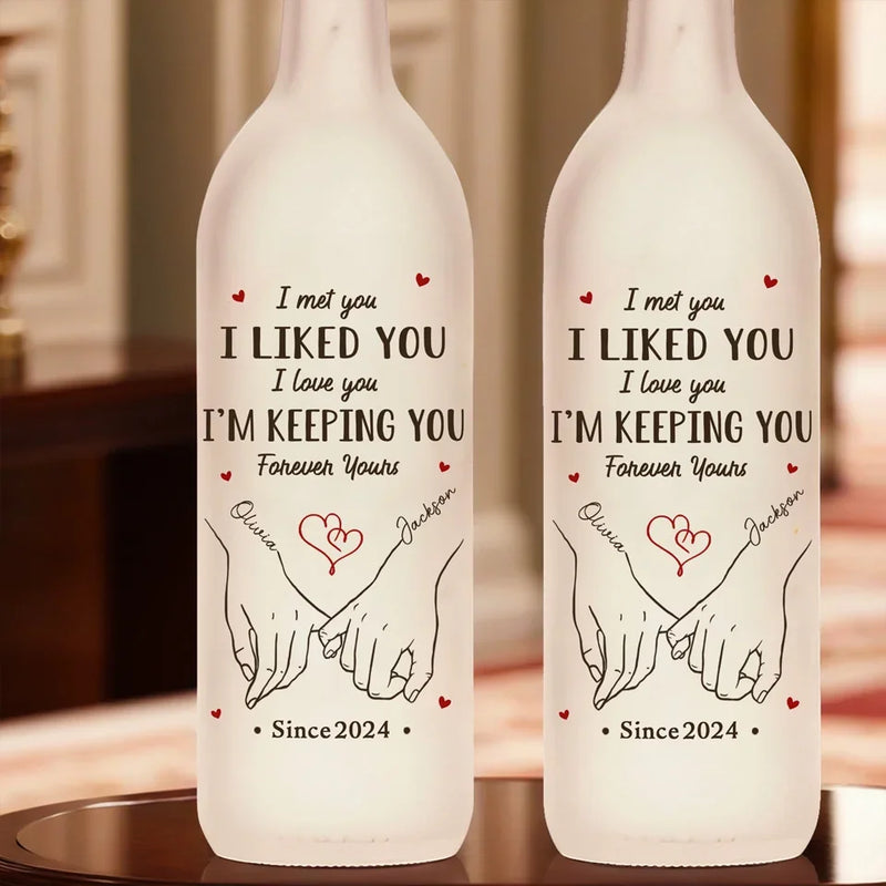 Custom Name Anniversary Gifts for Couples - Personalized Bottle Lamp