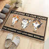 Owned By Us, Rented By Humans - Dog & Cat Personalized Custom Home Decor Decorative Mat - House Warming Gift For Pet Owners, Pet Lovers