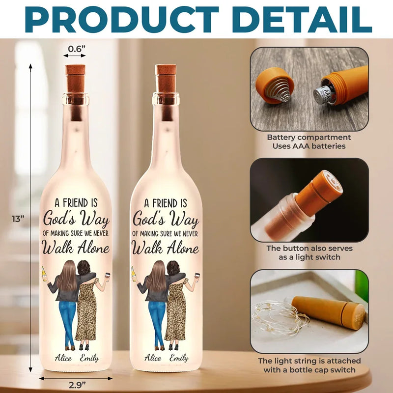 Custom Name Friendship Gifts for Women - Personalized Bottle Lamp