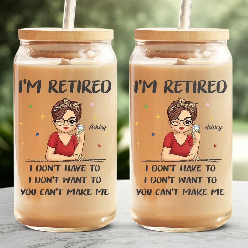 Custom Name Funny Retirement Gifts for Women - Personalized Glass Cup