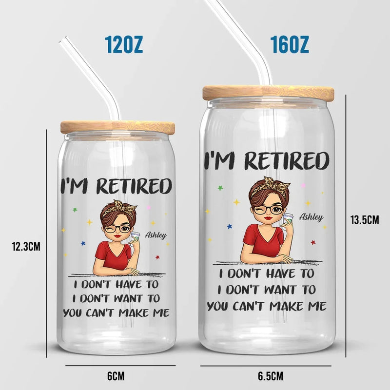 Custom Name Funny Retirement Gifts for Women - Personalized Glass Cup