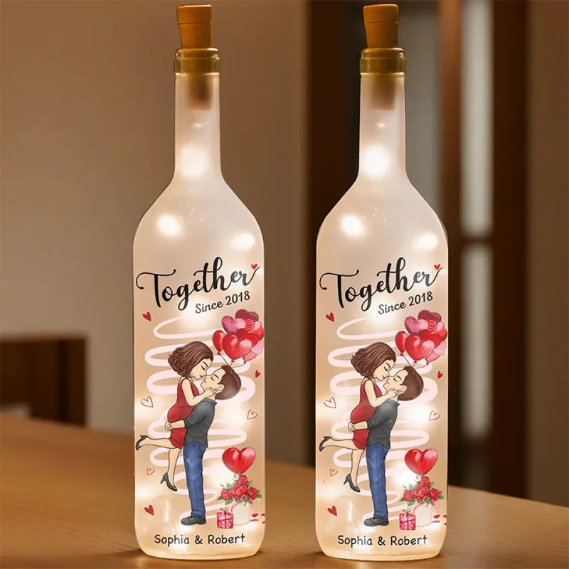 With You, Together Feels Like Home - Couple Personalized Custom Bottle Lamp - Gift For Husband Wife, Anniversary