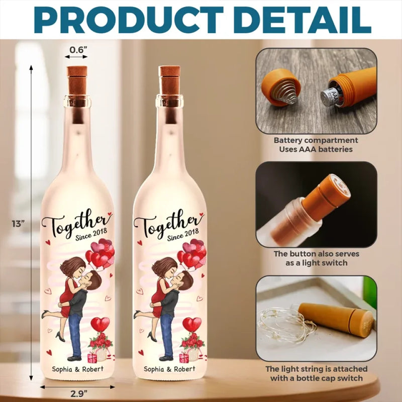 With You, Together Feels Like Home - Couple Personalized Custom Bottle Lamp - Gift For Husband Wife, Anniversary
