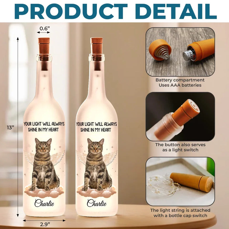 Custom Photo Gone From My Life, But Never From My Heart - Memorial Personalized Custom Bottle Lamp - Sympathy Gift For Pet Owners, Pet Lovers