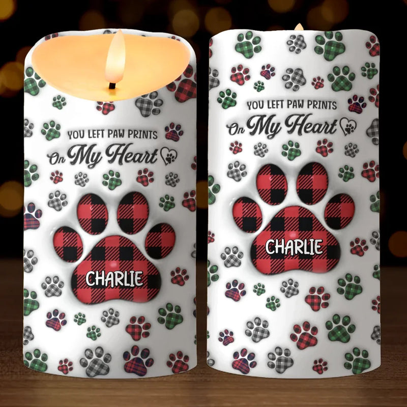 A Heartbeat At My Feet - Memorial Personalized Custom LED Candle - Sympathy Gift For Pet Owners, Pet Lovers