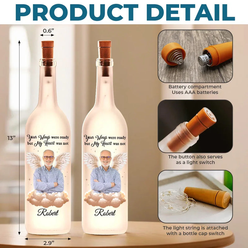 Custom Photo Love Never Ends It Just Changes Form - Memorial Personalized Custom Bottle Lamp - Sympathy Gift For Family Members