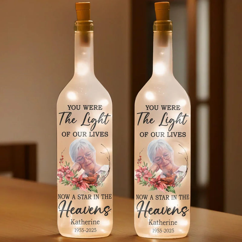 Custom Photo A Memory Is A Keepsake That We Carry With Us - Memorial Personalized Custom Bottle Lamp - Sympathy Gift For Family Members