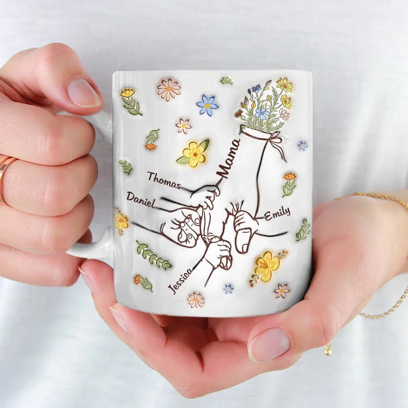 Custom Name Family Hands Gifts for Mom - Personalized Mugs