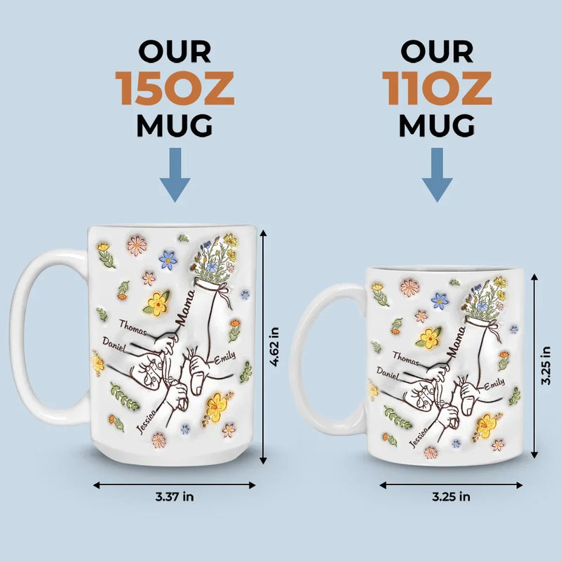 Custom Name Family Hands Gifts for Mom - Personalized Mugs