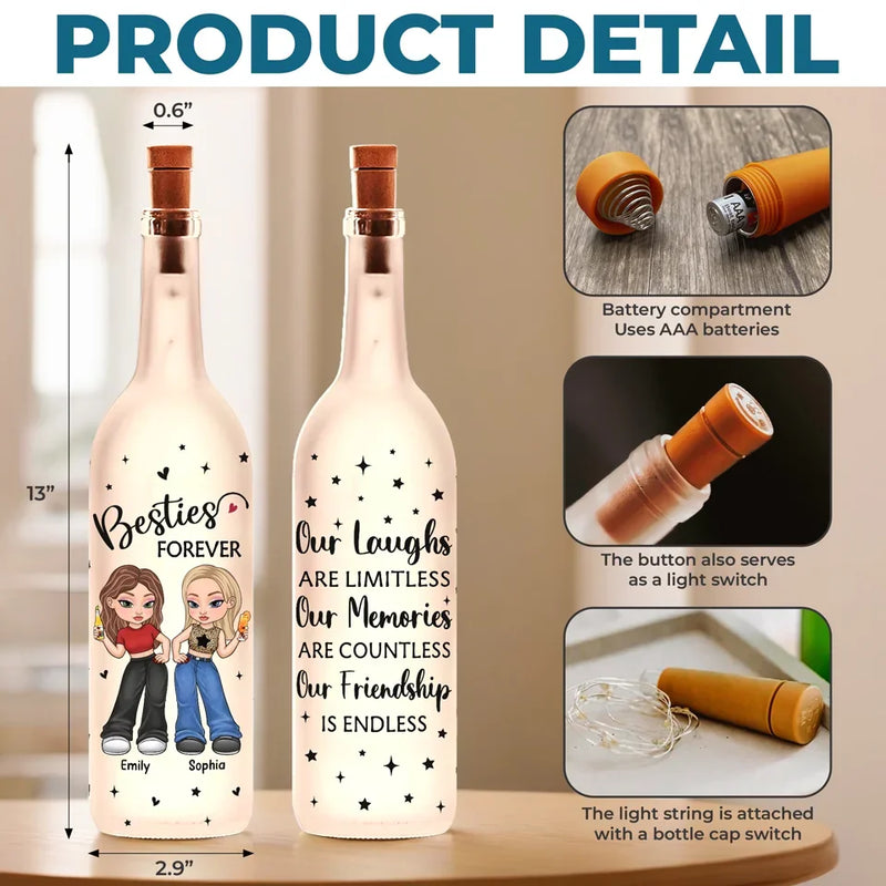 Custom Name Bestie Gifts for Women - Personalized Bottle Lamp