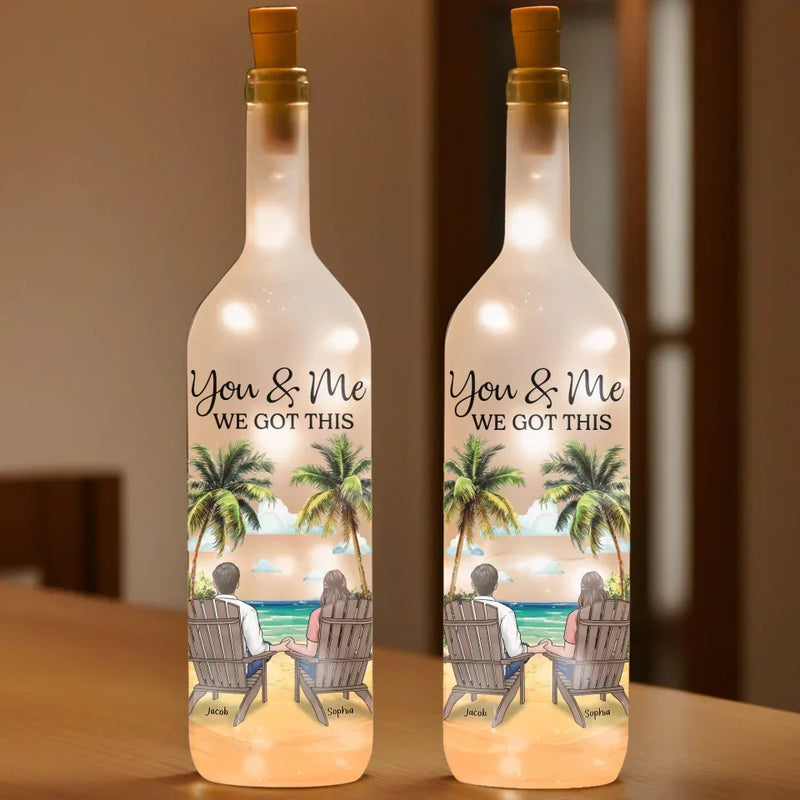 Custom Name Beach Couple Gifts - Personalized Bottle Lamp