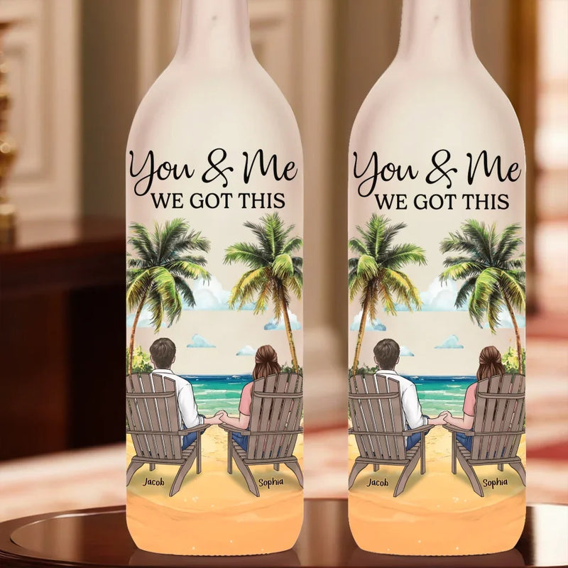 Custom Name Beach Couple Gifts - Personalized Bottle Lamp