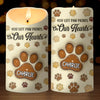 You Left Paw Prints On Our Hearts - Memorial Personalized Custom 3D Inflated Effect Printed LED Candle - Sympathy Gift, Christmas Gift For Pet Owners, Pet Lovers