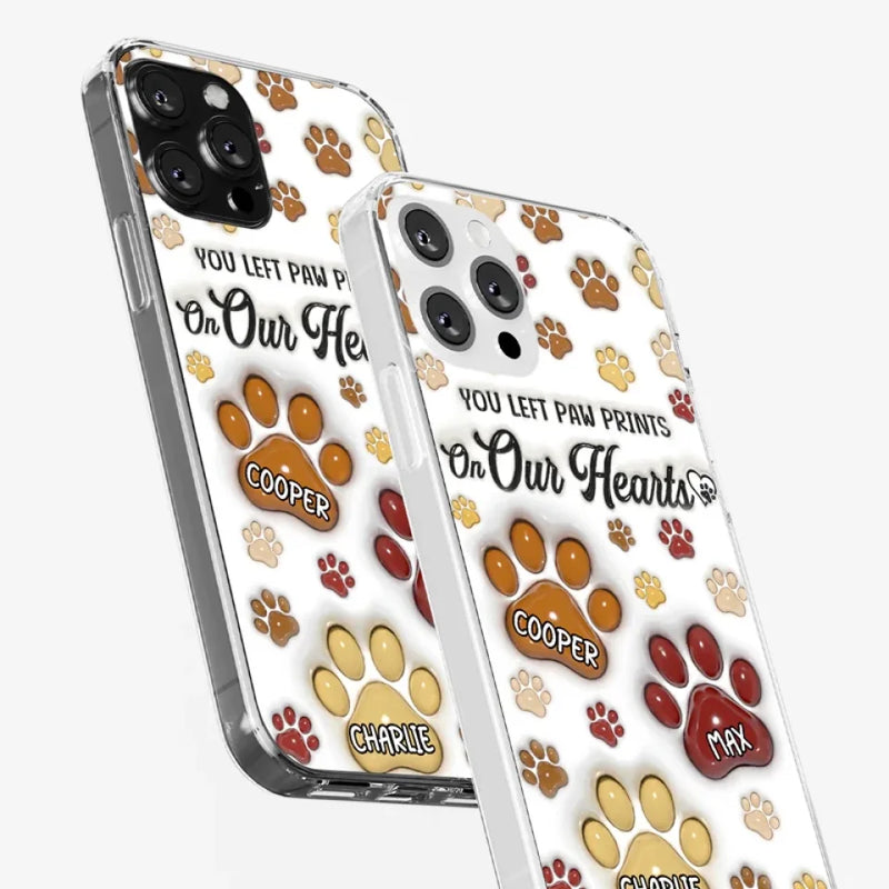 Your Paw Prints Remain On Our Soul - Memorial Personalized Custom 3D Inflated Effect Printed Clear Phone Case - Sympathy Gift For Pet Owners, Pet Lovers