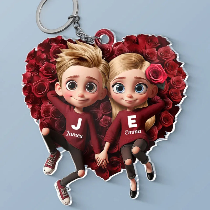Your Love Is The Sunshine That Makes The Roses In My Heart Bloom - Couple Personalized Custom Shaped Acrylic Keychain - Gift For Husband Wife, Anniversary